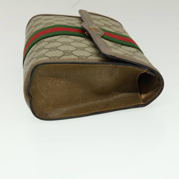 GUCCI Web Sherry Line GG Canvas Clutch Bag Beige Red Green Auth yk4369 - Picture 3 of 10